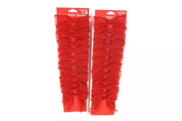 Lot of 2 Target Red Lace Christmas Tree Trim Bows, 12 Each, 2008