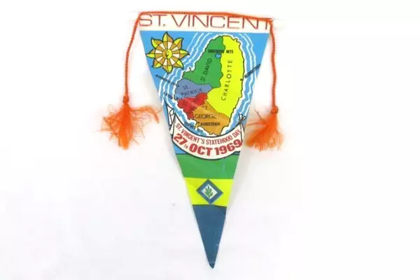 Vintage 1950s St. Vincent Statehood Day Pennant Oct 27, 1969 Rare Collectible