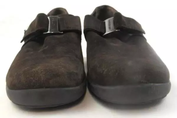 Aquatalia Marvin K Shoes Dark Brown Suede Leather Buckle Wedge Italy Women's 7