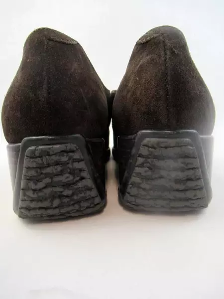 Aquatalia Marvin K Shoes Dark Brown Suede Leather Buckle Wedge Italy Women's 7