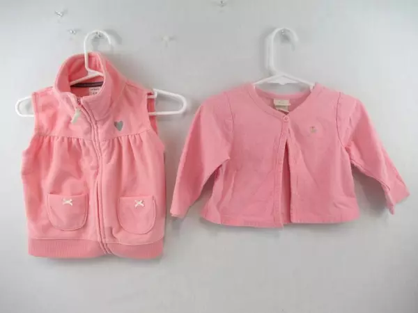 Lot Of 2 Carters Classic Pooh Sweater Fleece Vest Pink Gray Toddler Girls 18Mos