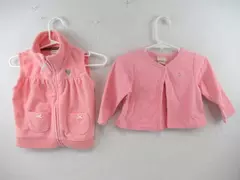 Lot Of 2 Carters Classic Pooh Sweater Fleece Vest Pink Gray Toddler Girls 18Mos
