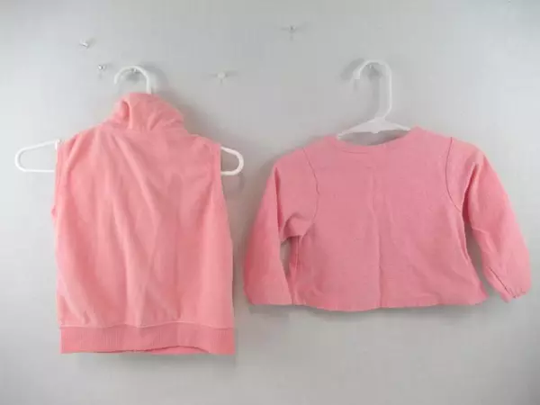 Lot Of 2 Carters Classic Pooh Sweater Fleece Vest Pink Gray Toddler Girls 18Mos