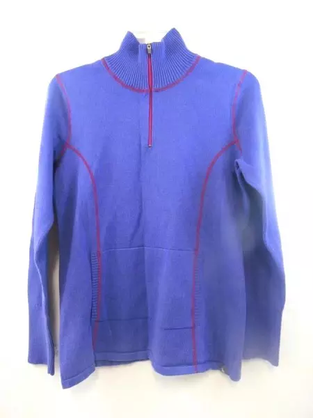  Eddie Bauer 1/4 Zip Sweatshirt Women's Size M Stand Up Collar Purple Red 