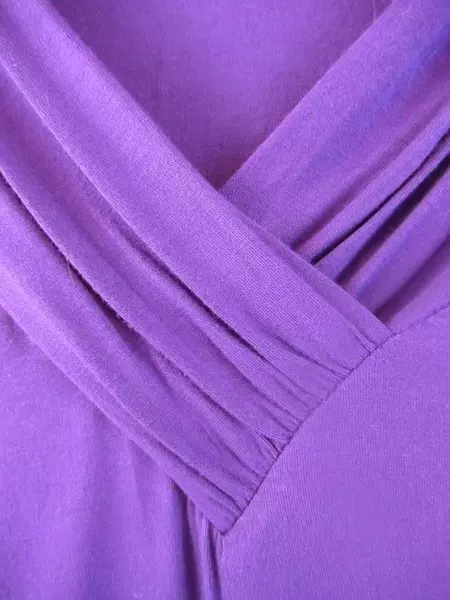 GNW Shirt Top Purple 3/4 Sleeves V-Neckline Rouching Stretch Women's Size Small