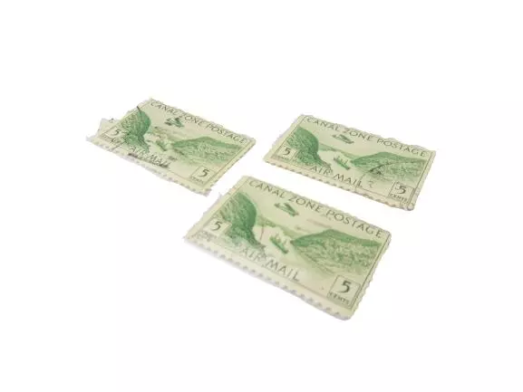 Lot of 3 Used 1931 Canal Zone 5 Cents Air Mail Stamps Scott C7 Collection