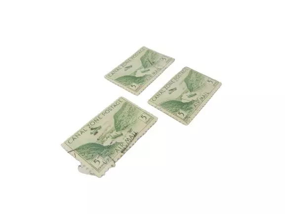 Lot of 3 Used 1931 Canal Zone 5 Cents Air Mail Stamps Scott C7 Collection