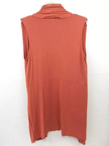 Logo Lori Goldstein Cardigan Vest Terra Cotta Slouch Pockets Sheer Women's Small