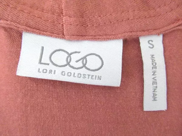 Logo Lori Goldstein Cardigan Vest Terra Cotta Slouch Pockets Sheer Women's Small