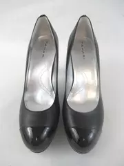 Tahari Laura High Heels Platform Stilettos Black Patent Leather Toe Women's 7M 