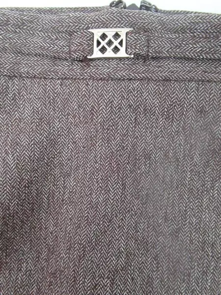 Vtg JM Collection Skirt Long Brown Back Vent Faux Belt Silver Metal Women's 10