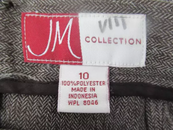 Vtg JM Collection Skirt Long Brown Back Vent Faux Belt Silver Metal Women's 10