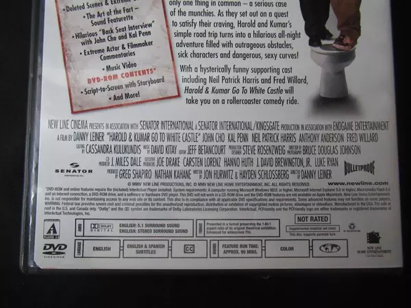 Harold & Kumar Go To White Castle DVD Extreme Unrated Comedy - Good Condition