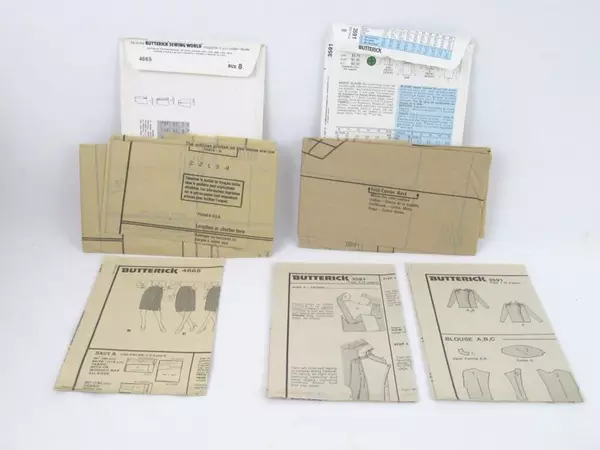 Lot of 2 Vintage Butterick Size 8 Sewing Patterns for Blouse & Skirt