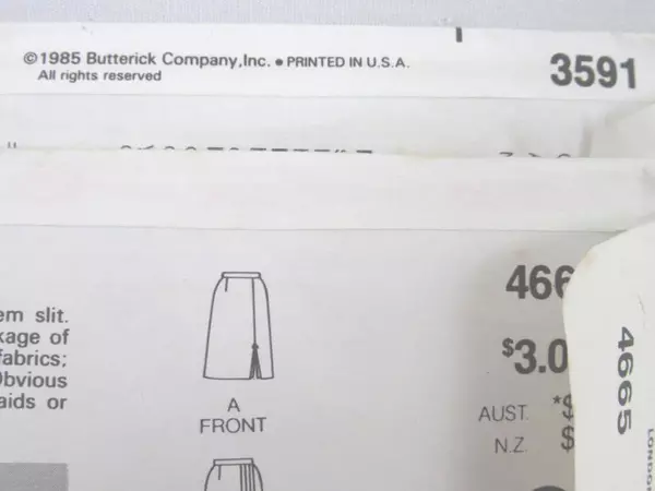 Lot of 2 Vintage Butterick Size 8 Sewing Patterns for Blouse & Skirt