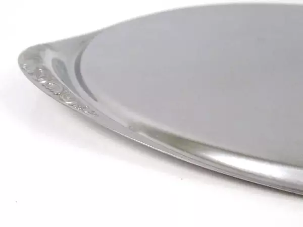 Floral Handle Metal Serving Platter Tray Oval 13.5" Good Condition