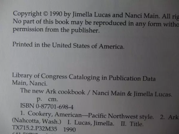 The New Ark Cookbook by Nancy Main & Jimella Lucas - Pacific Northwest Recipes