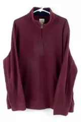 GH Bass And Co Burgundy Fleece Zip Sweater Men's Size Large Collared