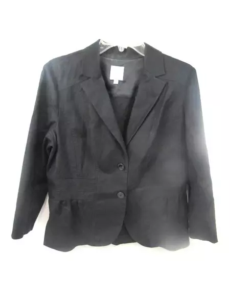 Halogen Blazer Jacket Coat Black 2 Button 3/4 Sleeves  Women's Sz Lg