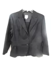 Halogen Blazer Jacket Coat Black 2 Button 3/4 Sleeves  Women's Sz Lg
