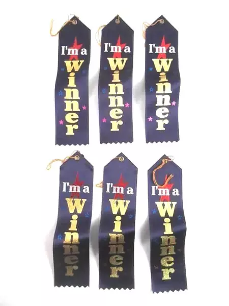 Lot of 6 Vintage "I'm a Winner" Purple Award Ribbons - Very Good Condition