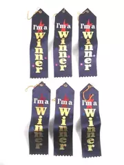 Lot of 6 Vintage "I'm a Winner" Purple Award Ribbons - Very Good Condition