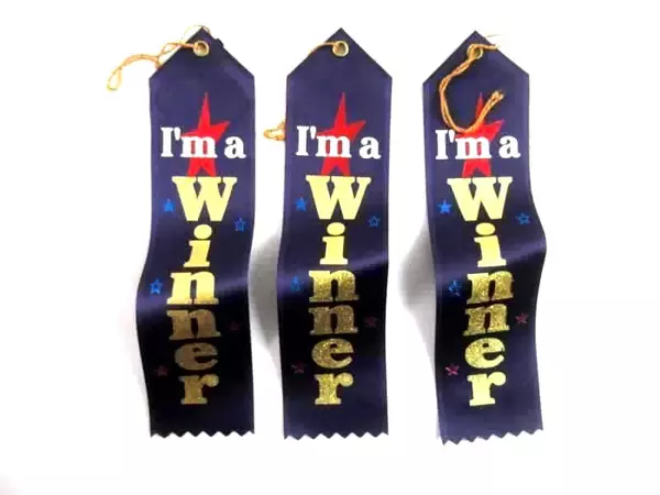 Lot of 6 Vintage "I'm a Winner" Purple Award Ribbons - Very Good Condition