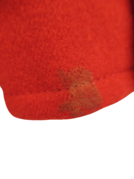 Women's Red Textured Blazer Jacket Size 4 Gold Buttons, Good Condition