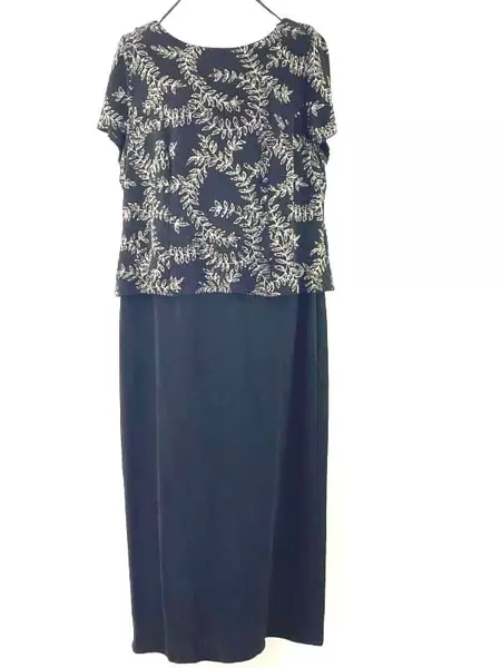 Vintage Jessica Howard Black Glitter Floral Dress Women's Size 16