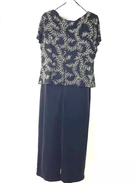 Vintage Jessica Howard Black Glitter Floral Dress Women's Size 16