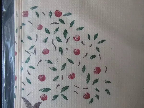 Vintage 1986 CA Reed Sealed Tablecloth Apples Trees Fences 52"x96" Retro Decor