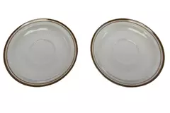 Lot of 2 Colonial Stoneware Saucer Plates Beige Brown Trim Japan