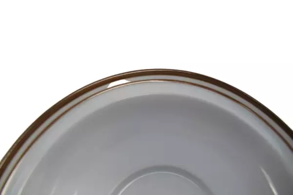 Lot of 2 Colonial Stoneware Saucer Plates Beige Brown Trim Japan