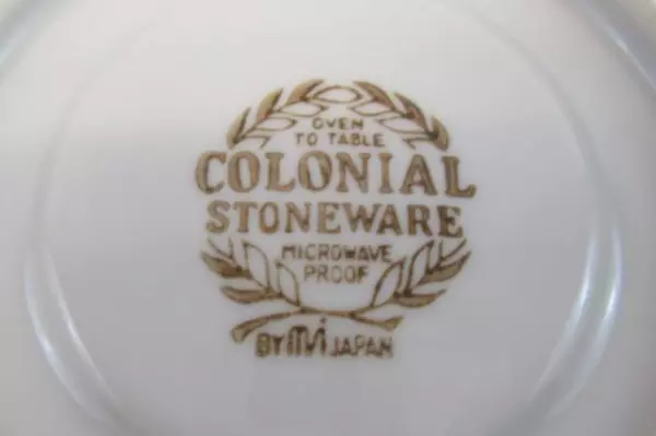 Lot of 2 Colonial Stoneware Saucer Plates Beige Brown Trim Japan