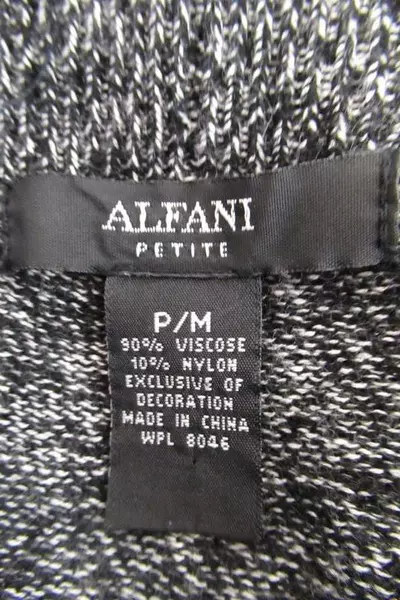 Alfani Women's Black Gray Cowl Neck Lace Sweater Size PM Petite Medium