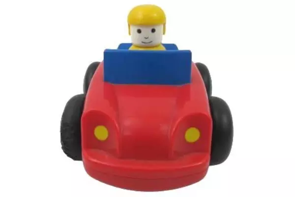 Vintage Battat Windup Roadster Race Car Toy Red & Yellow 4" - Good Condition