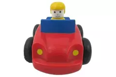 Vintage Battat Windup Roadster Race Car Toy Red & Yellow 4" - Good Condition