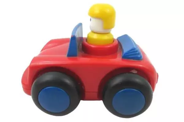 Vintage Battat Windup Roadster Race Car Toy Red & Yellow 4" - Good Condition