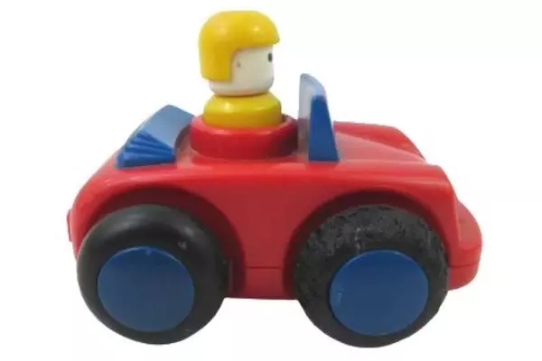 Vintage Battat Windup Roadster Race Car Toy Red & Yellow 4" - Good Condition