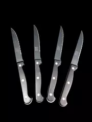 Lot Of 4 Ikea Stainless Steel Serrated Blade Snitta Steak Knives Black Handle