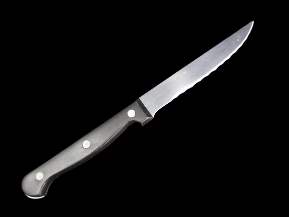 Lot Of 4 Ikea Stainless Steel Serrated Blade Snitta Steak Knives Black Handle