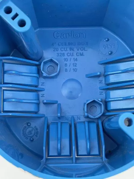 Carlon B520A 4" Round Blue Ceiling Electrical Box with Captive Nails