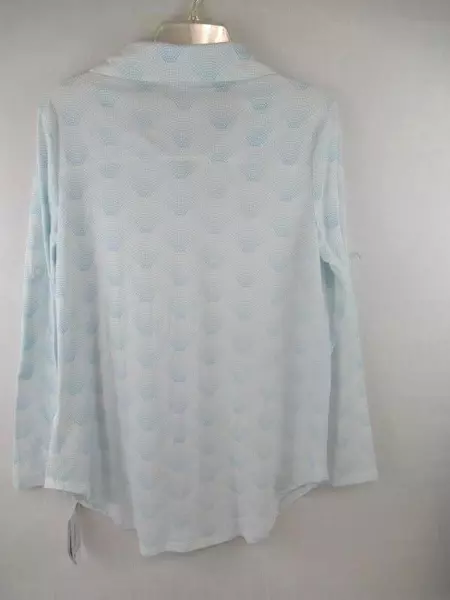 LuLaRoe Valentina Shirt Top Long Sleeves Light Blue White Women's Size M