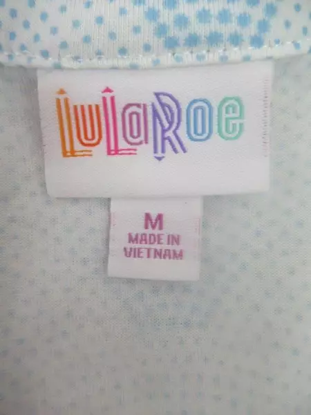 LuLaRoe Valentina Shirt Top Long Sleeves Light Blue White Women's Size M