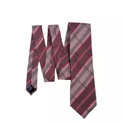 John Ashford Men's Handmade Silk Tie Pink Gray Plaid 58" Valentine's Day