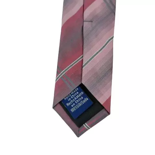 John Ashford Men's Handmade Silk Tie Pink Gray Plaid 58" Valentine's Day