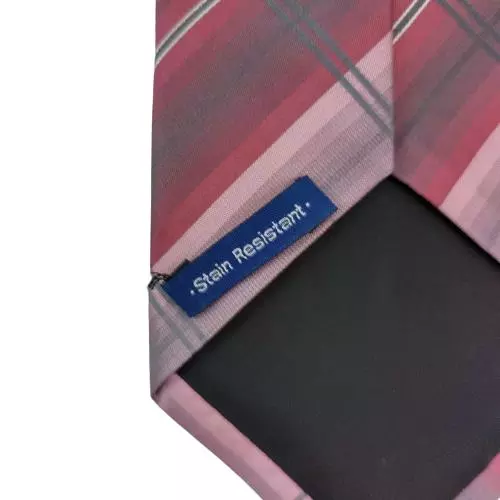 John Ashford Men's Handmade Silk Tie Pink Gray Plaid 58" Valentine's Day