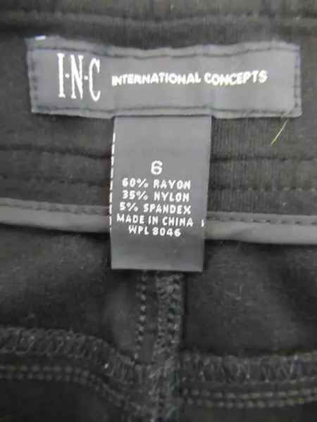 Black Flare Leg Pants Women's Size 6 INC International Concepts Pockets Rayon 