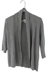 Dressbarn Petite Women's Grey Cable Knit Cardigan Sweater Size PS Very Good