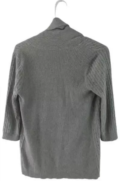 Dressbarn Petite Women's Grey Cable Knit Cardigan Sweater Size PS Very Good